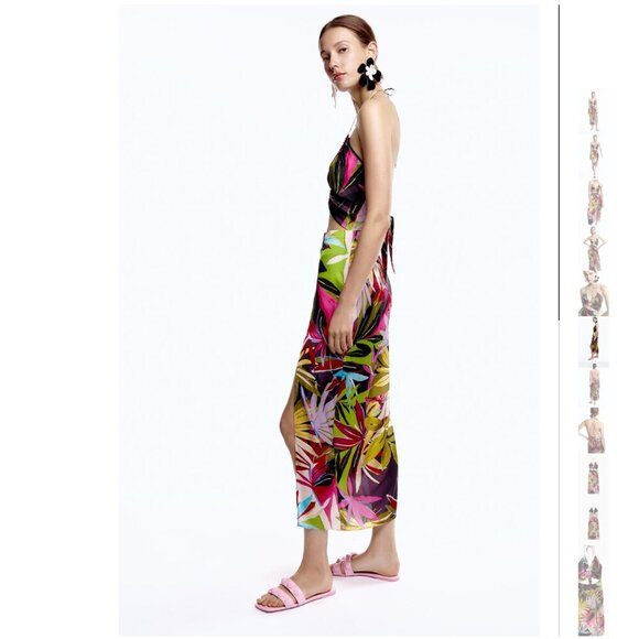 TROPICAL PRINT CUT OUT DRESS Size M NEW WITH TAG! - Picture 7 of 12